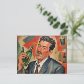 Retro stijl, slechte kunst, Drink man Briefkaart (Staand voorkant)