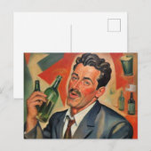 Retro stijl, slechte kunst, Drink man Briefkaart (Voorkant / Achterkant)