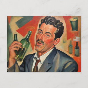 Retro stijl, slechte kunst, Drink man Briefkaart