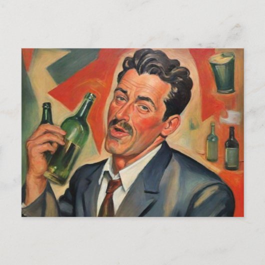 Retro stijl, slechte kunst, Drink man Briefkaart (Voorkant)