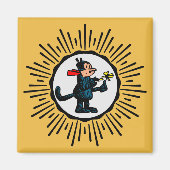 Retro-Stijl Starburst Cartoon Cat Square Magnet (Voorkant)