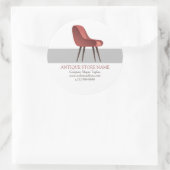 Retro stijl stoel illustratie ronde sticker (Tas)