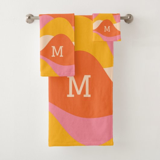 Retro stijl stormachtige golven bad handdoek (Insitu)