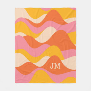 Retro stijl stormachtige golven fleece deken