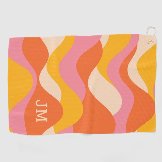 Retro stijl stormachtige golven golfhanddoek (Horizontaal)