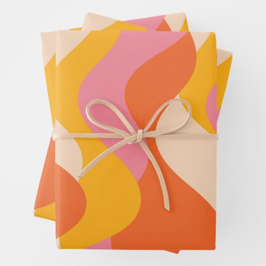 Retro stijl stormachtige golven inpakpapier vel (In situ)