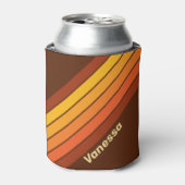 Retro Stijl Strepen met Naam Blikjeskoeler (Blikje Voorkant)