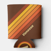 Retro Stijl Strepen met Naam Blikjeskoeler (Achterkant)