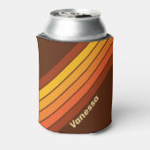 Retro Stijl Strepen met Naam Blikjeskoeler (Blikje Achterkant)