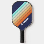 Retro Stijl Strepen met Naam Pickleball Paddle (Voorkant)