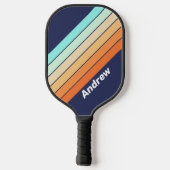 Retro Stijl Strepen met Naam Pickleball Paddle (Achterkant)