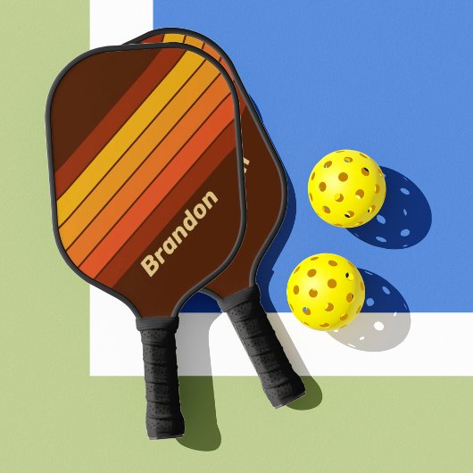 Retro Stijl Strepen met Naam Pickleball Paddle