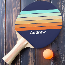 Retro Stijl Strepen met Naam Tafeltennisbatje