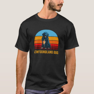 Retro  stijl Sunset Newfoundland Dog T-shirt
