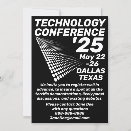 Retro-stijl technische conferentie kaart (Voorkant)