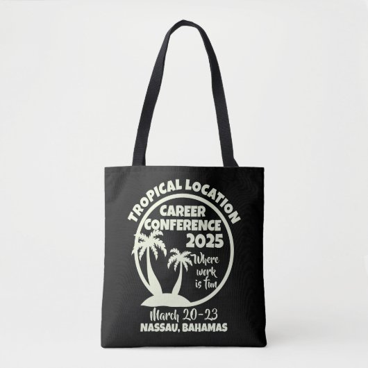 Retro-stijl Tropical-Location Career Conference Tote Bag (Voorkant)