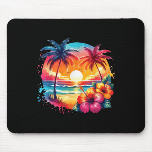 Retro stijl Tropische Sunset Beach Palm Tre Muismat