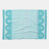 Retro  stijl turquoise polka dot scallop theedoek (Horizontaal)