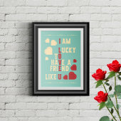 Retro-stijl typografie met hartvormen. poster