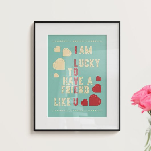 Retro-stijl typografie met hartvormen. poster