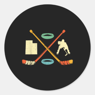 Retro stijl Utah ijshockeyspeler cadeau veldteam Ronde Sticker