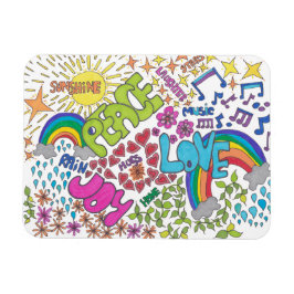 Retro-stijl van de 1960s voor vrede, liefde en vre magneet