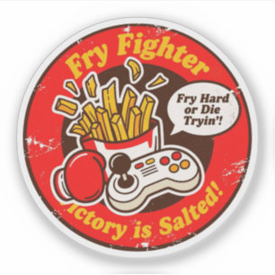Retro Stijl Vechtspel & Franse Frietjes Ontwerp Sticker