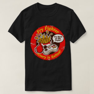Retro Stijl Vechtspel & Franse Frietjes Ontwerp T-shirt