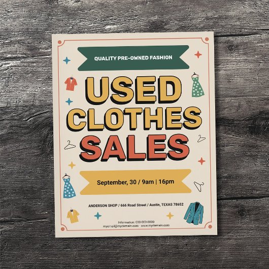 Retro-Stijl - Verkoop van Gebruinde Kleding  Flyer