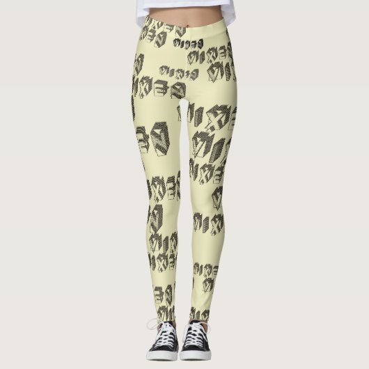 Retro stijl Vixen Blokken Leggings (Voorkant)