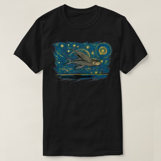 Retro stijl vliegende vis t-shirt (Design voorkant)