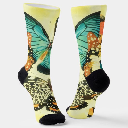 Retro stijl vlinder kunst sokken (Gebogen)