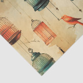 Retro  Stijl Vogelkooien en Vogeldecoupage Tissuepapier (Detail)