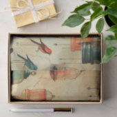 Retro  Stijl Vogelkooien en Vogeldecoupage Tissuepapier (Geschenk)