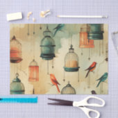 Retro  Stijl Vogelkooien en Vogeldecoupage Tissuepapier (Craft)