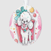 Retro stijl witte poedel kerst ornament (voorkant)
