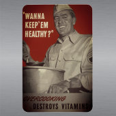 Retro  stijl WWII Gezond eten koken Magneet