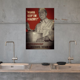 Retro stijl WWII Gezond eten koken Poster