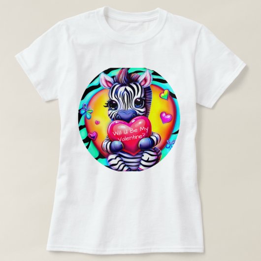 Retro stijl Zebra Valentijn T-shirt (Design voorkant)
