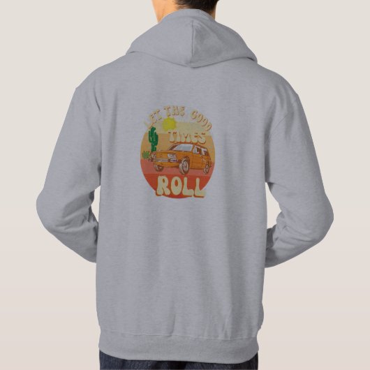 Retro stijl zonsondergang en klassieke auto hoodi hoodie (Achterkant)