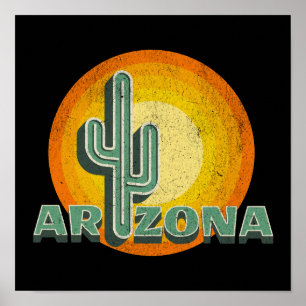 Retro stijl zonsondergang met Arizona tekst ontwer Poster