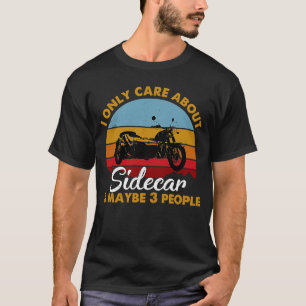 Retro Stijl Zonsondergang Sidecar Motorfiets T-shirt