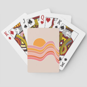 Retro stijl zonsopgang illustratie pokerkaarten
