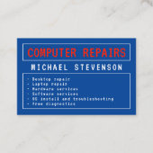 Retro-stijlblauwe computerinterface visitekaartje (Voorkant)