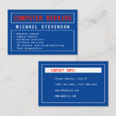 Retro-stijlblauwe computerinterface visitekaartje (Voorkant / Achterkant)