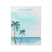 Retro Stijlvolle Blauwe en Witte Tropische Palmboo Notitieblok (Linkerzijde)