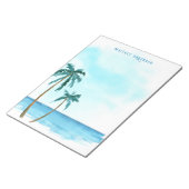 Retro Stijlvolle Blauwe en Witte Tropische Palmboo Notitieblok (Schuin)