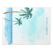 Retro Stijlvolle Blauwe en Witte Tropische Palmboo Notitieblok (Voorkant)