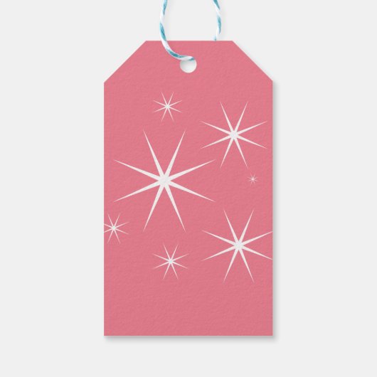 Retro Stijlvolle  Blush Roze & Wit Kerst Cadeaulabel (Achterkant)
