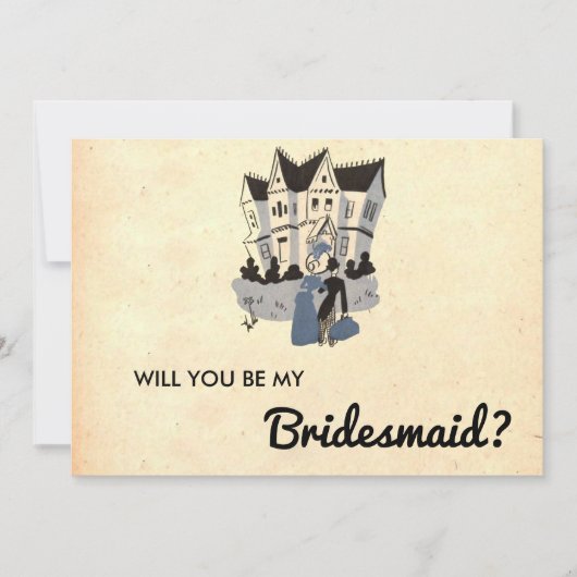 Retro Stijlvolle Couple Chic Bridesmaid Card Kaart (Voorkant)